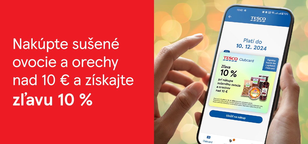  Získajte zľavu 10 % na sušené ovocie a orechy s nákupom nad 10 €!​