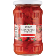 Tesco červená paprika rezaná v sladkokyslom náleve