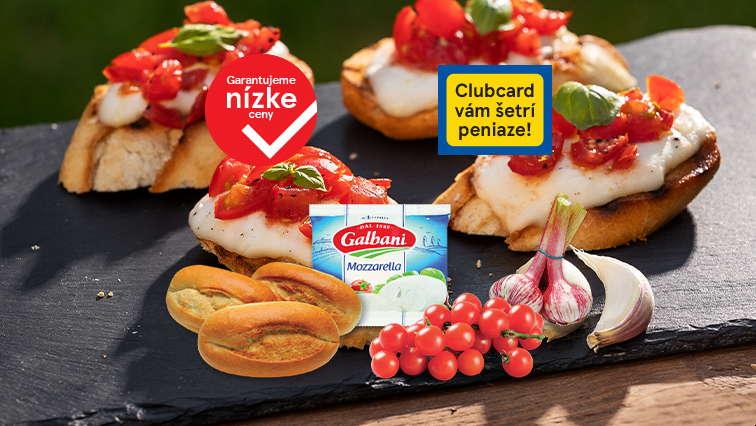 Grilovaná bruschetta s mozzarellou a paradajkami